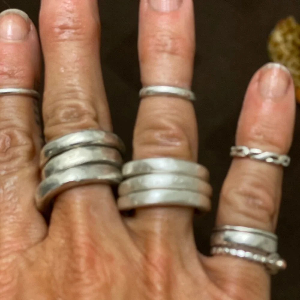 Chunky handmade set of 3 sterling silver rings